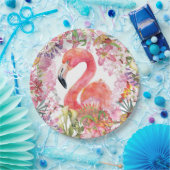 Flamingo in Blume Dschungel - Sommermuster Pappteller (Party)