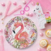 Flamingo in Blume Dschungel - Sommermuster Pappteller (Party)