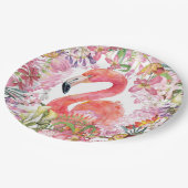 Flamingo in Blume Dschungel - Sommermuster Pappteller (Schrägansicht)