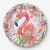 Flamingo in Blume Dschungel - Sommermuster Pappteller (Vorderseite)