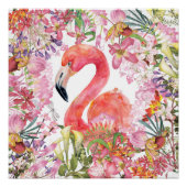 Flamingo in Blume Dschungel - Sommermuster Poster (Vorderseite)