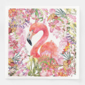 Flamingo in Blume Dschungel - Sommermuster Serviette (Vorderseite)