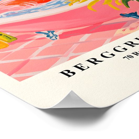 Flamingo in der Badewanne Funny Poster, rosa Badez Poster (Ecke)