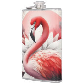 Flamingo in der Blume Rot und Weiß Flachmann (Links)