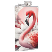 Flamingo in der Blume Rot und Weiß Flachmann (Rechts)