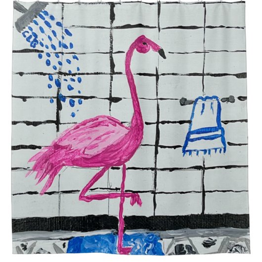 Flamingo in der Dusche Duschvorhang (Vorderseite)