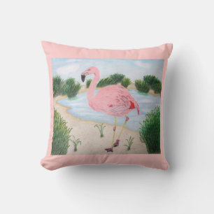 Flamingo in der Marshepete Kissen