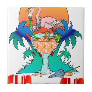 Flamingo in der Sonne Fliese