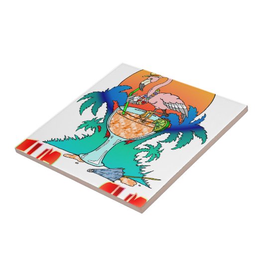 Flamingo in der Sonne Fliese (Seite)