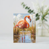 Flamingo in der Wildnis Postkarte (Stehend Vorderseite)