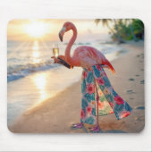 Flamingo in einem Rock mit Champagnerflöte Mousepad (Vorne)
