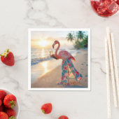 Flamingo in einem Rock mit Champagnerflöte Serviette (Beispiel)