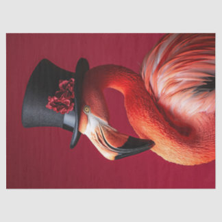Flamingo in einer Top Hat Dekoupage Seidenpapier