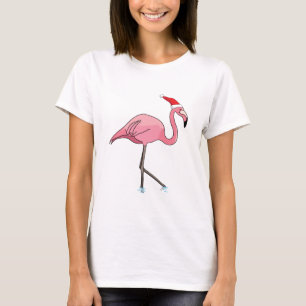 Flamingo in einer Weihnachtsmannmütze Weihnachten T-Shirt
