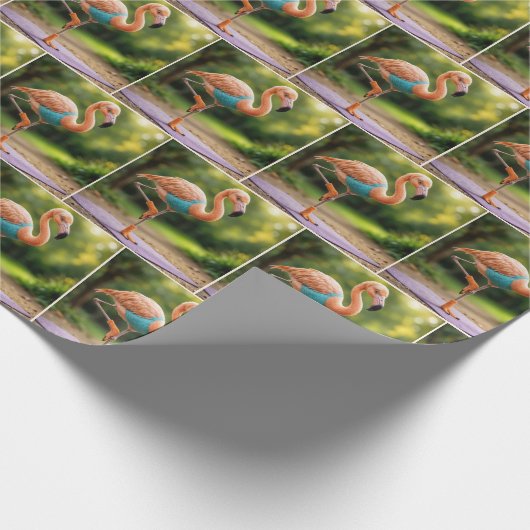 Flamingo in einer Yoga-Pose Geschenkpapier (Ecke)
