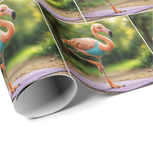 Flamingo in einer Yoga-Pose Geschenkpapier (Rolleneckpunkt)