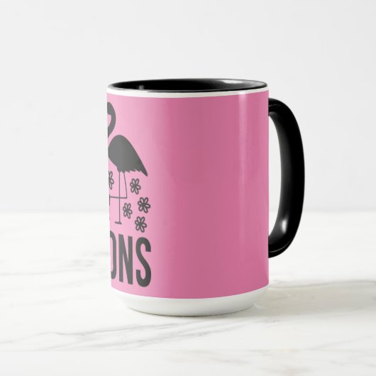 Flamingo in Flock der Tauben Tasse (VorderseiteRechts)