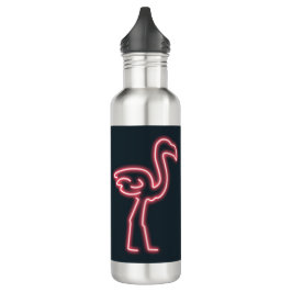 Flamingo in Neon Pink Edelstahlflasche