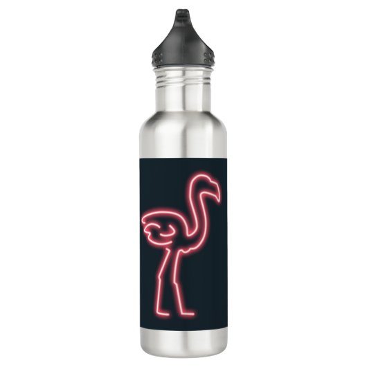 Flamingo in Neon Pink Edelstahlflasche (Rechts)