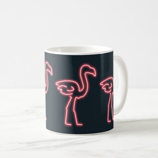 Flamingo in Neon Pink Kaffeetasse (VorderseiteRechts)