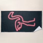 Flamingo in Neon Pink Strandtuch (Vorderseite)