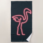 Flamingo in Neon Pink Strandtuch (Vorderseite)