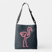 Flamingo in Neon Pink Tragetaschen Mit Langen Trägern (Rückseite)