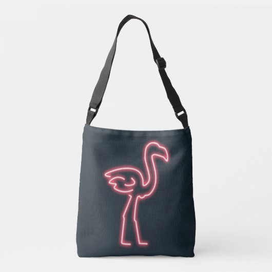 Flamingo in Neon Pink Tragetaschen Mit Langen Trägern (Rückseite)
