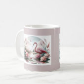 Flamingo in Pastelteich-Blumenzene Kaffeetasse (Vorderseite Links)