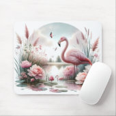 Flamingo in Pastelteich-Blumenzene Mousepad (Mit Mouse)