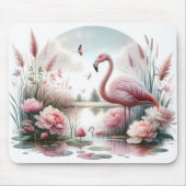 Flamingo in Pastelteich-Blumenzene Mousepad (Vorne)
