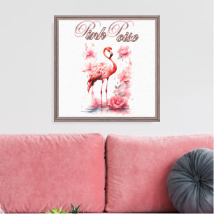 Flamingo in Petals Elegante Wasserfarbe Leinwanddruck