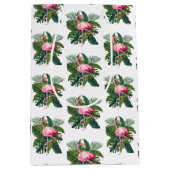 Flamingo in tropischen Blätter Botanisches Muster Mittlere Geschenktüte (Vorderseite)