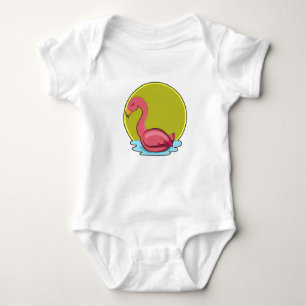 Flamingo in Wasser mit Sonne Baby Strampler