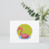 Flamingo in Wasser mit Sonne Postkarte (Stehend Vorderseite)