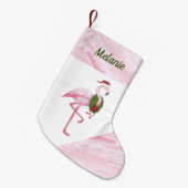 Flamingo in Weihnachtsmannmütze Custom Weihnachts- Kleiner Weihnachtsstrumpf (Vorderansicht (hängend))
