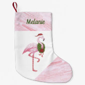 Flamingo in Weihnachtsmannmütze Custom Weihnachts- Kleiner Weihnachtsstrumpf (Vorderseite)