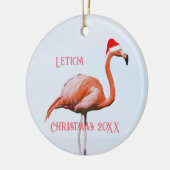 Flamingo in Weihnachtsmannmütze Weihnachten Kerami Keramik Ornament (Links)