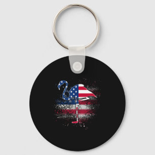 Flamingo Independence Patriotic US Flag Schlüsselanhänger