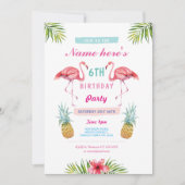 Flamingo Invite Ananas Tropical Aloha Birthday Einladung (Vorderseite)