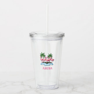 Flamingo Island Aruba | Acrylic Drink Cup Tumbler Acryltrinkbecher