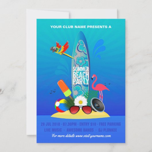 Flamingo Island Einladung (Vorderseite)