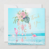 Flamingo Jewel Beach Floral Dankeskarte (Vorderseite)