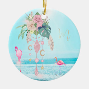 Flamingo Jewel Beach Floral Hübsch Keramik Ornament