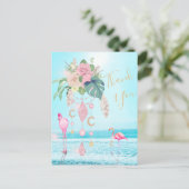 Flamingo Jewel Beach Floral Vielen Dank Postkarte (Stehend Vorderseite)