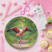 Flamingo-Joggen mit rosa Sneakers und hohen Spitze Pappteller (Party)