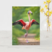 Flamingo Joggen mit rosa Sneakers und Kopfhörer Karte (Gelbe Blume)