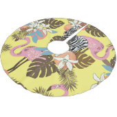 Flamingo Jungle: Exotisches Tiermuster. Polyester Weihnachtsbaumdecke (Schrägansicht)