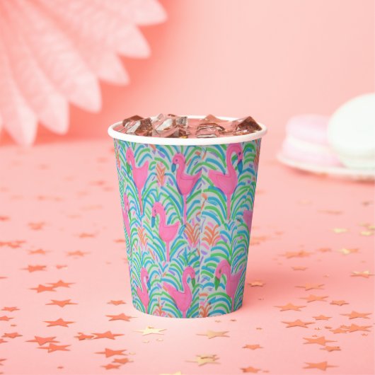 Flamingo Jungle Party Paper Cups Pappbecher (Insitu)