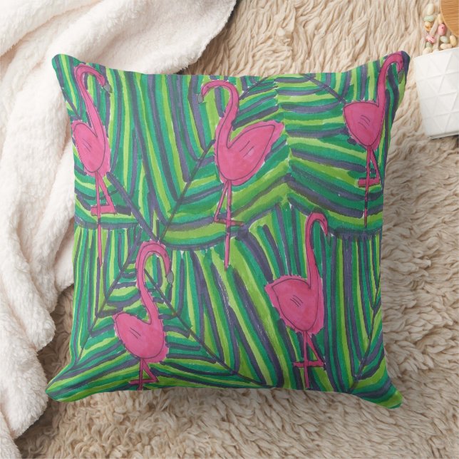 Flamingo Jungle Vibe Kissen (Decke)